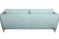 Flash Sale Miliboo Sofá cama nórdico 3 plazas de tela azul hielo con colchón de 10 cm CREEP
