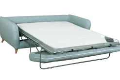 Flash Sale Miliboo Sofá cama nórdico 3 plazas de tela azul hielo con colchón de 10 cm CREEP