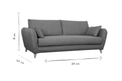 Flash Sale Miliboo Sofá cama nórdico 3 plazas de tela azul hielo con colchón de 10 cm CREEP