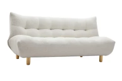 Shop Miliboo Sofá cama nórdico 3 plazas de borreguillo blanco y madera clara YUMI