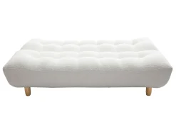 Shop Miliboo Sofá cama nórdico 3 plazas de borreguillo blanco y madera clara YUMI