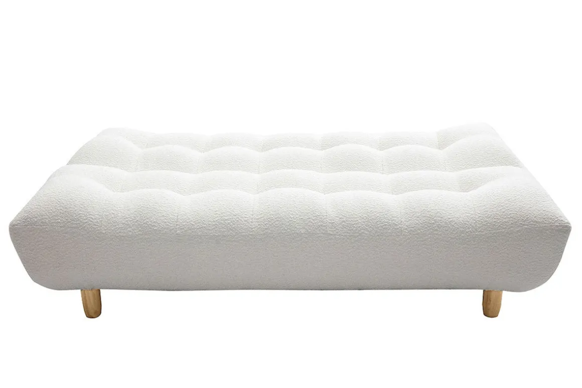 Shop Miliboo Sofá cama nórdico 3 plazas de borreguillo blanco y madera clara YUMI