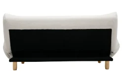 Shop Miliboo Sofá cama nórdico 3 plazas de borreguillo blanco y madera clara YUMI