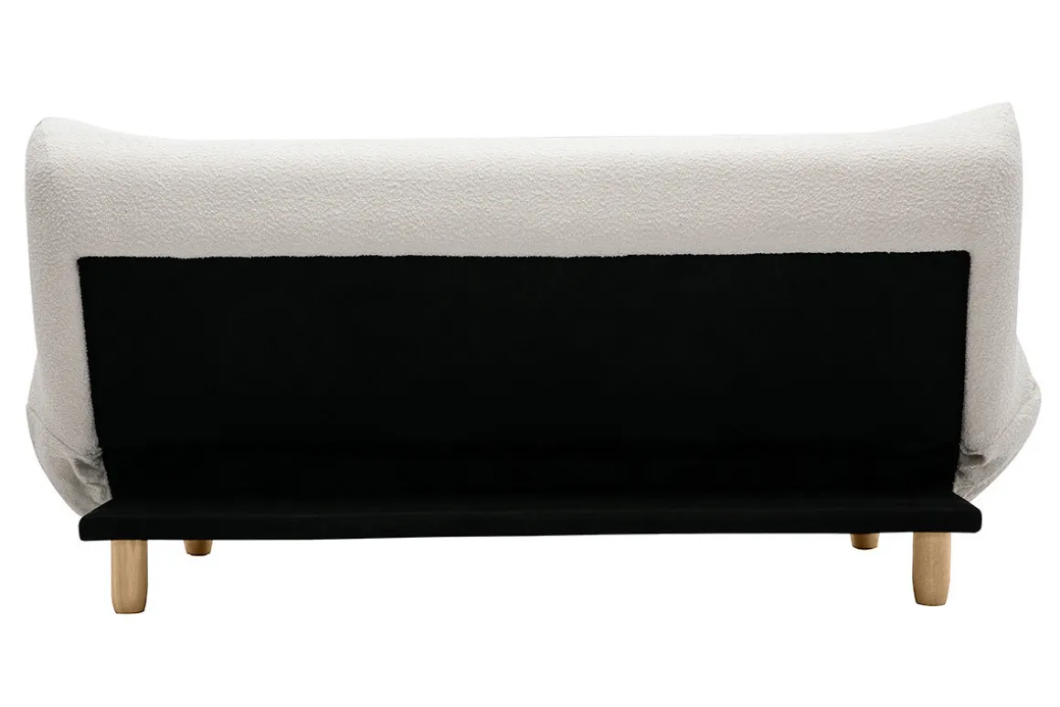 Shop Miliboo Sofá cama nórdico 3 plazas de borreguillo blanco y madera clara YUMI
