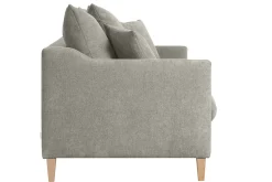 Discount Miliboo Sofá cama nórdico 3 plazas de tela efecto aterciopelado topo y madera clara LOUISE