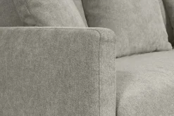 Discount Miliboo Sofá cama nórdico 3 plazas de tela efecto aterciopelado topo y madera clara LOUISE
