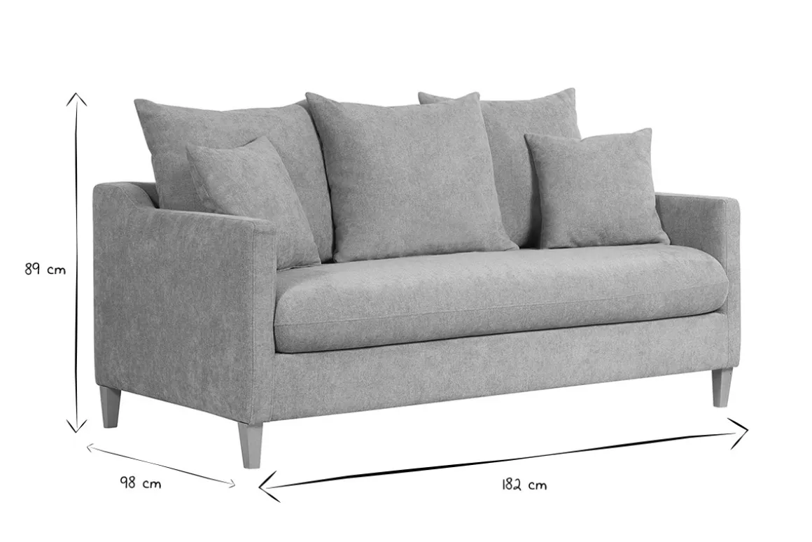 Discount Miliboo Sofá cama nórdico 3 plazas de tela efecto aterciopelado topo y madera clara LOUISE