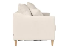 Flash Sale Miliboo Sofá cama nórdico 3 plazas de tela efecto aterciopelado beige y madera clara LOUISE