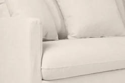 Flash Sale Miliboo Sofá cama nórdico 3 plazas de tela efecto aterciopelado beige y madera clara LOUISE