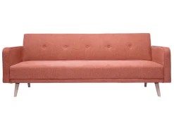 Best Sale Miliboo Sofá cama nórdico 3 plazas de tejido efecto aterciopelado texturizado terracota y madera clara ULLA