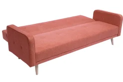 Best Sale Miliboo Sofá cama nórdico 3 plazas de tejido efecto aterciopelado texturizado terracota y madera clara ULLA