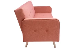 Best Sale Miliboo Sofá cama nórdico 3 plazas de tejido efecto aterciopelado texturizado terracota y madera clara ULLA
