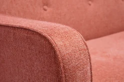 Best Sale Miliboo Sofá cama nórdico 3 plazas de tejido efecto aterciopelado texturizado terracota y madera clara ULLA