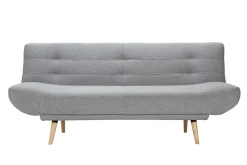 Flash Sale Miliboo Sofá cama nórdico 3 plazas de tela gris clara y madera FAGUO