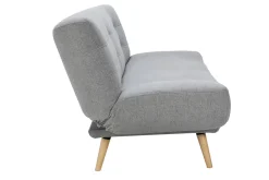 Flash Sale Miliboo Sofá cama nórdico 3 plazas de tela gris clara y madera FAGUO