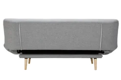 Flash Sale Miliboo Sofá cama nórdico 3 plazas de tela gris clara y madera FAGUO