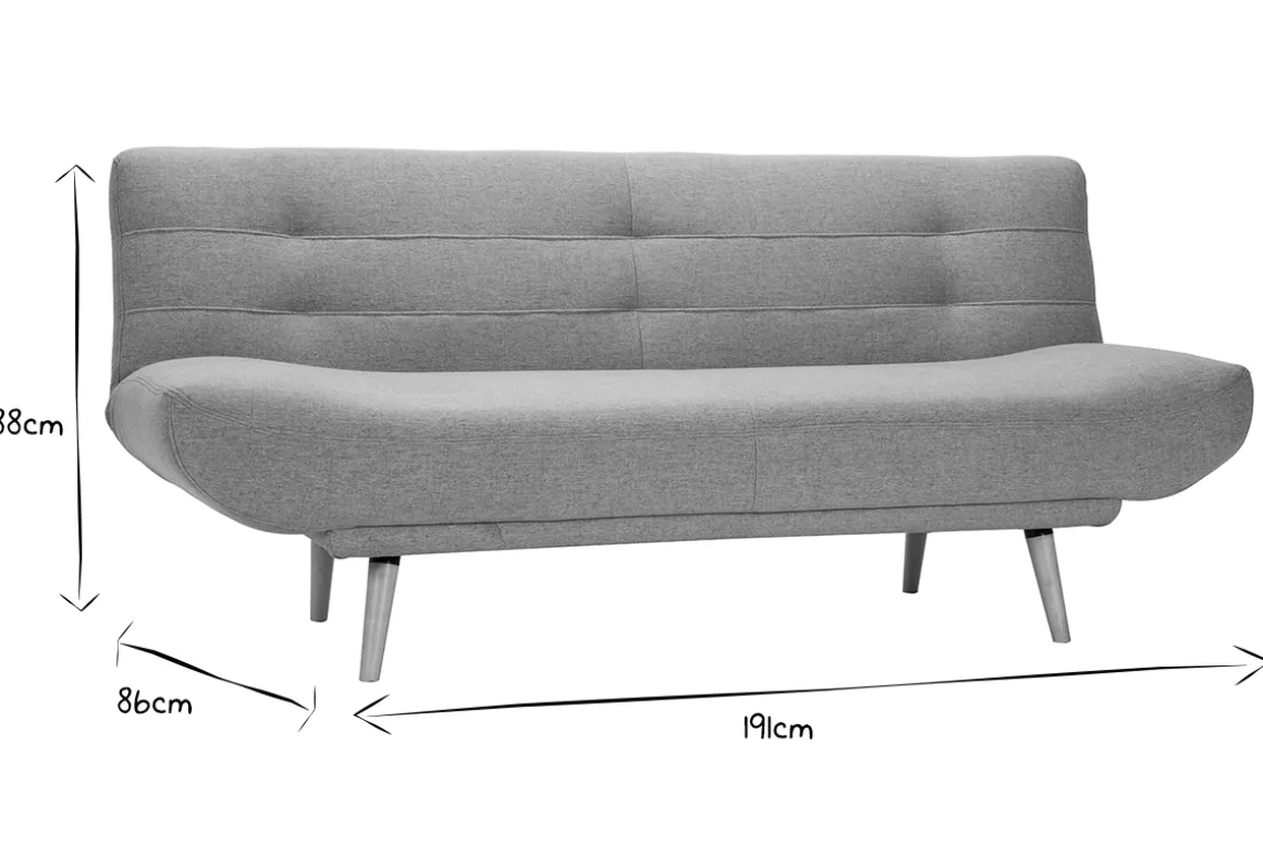 Flash Sale Miliboo Sofá cama nórdico 3 plazas de tela gris clara y madera FAGUO