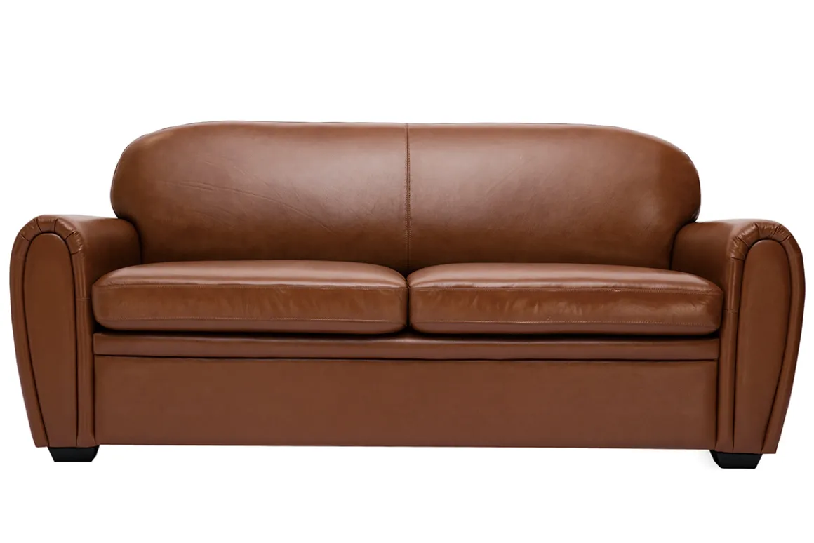 Store Miliboo Sofá cama 3 plazas de piel marrón CLUB
