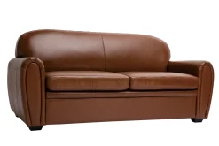 Store Miliboo Sofá cama 3 plazas de piel marrón CLUB