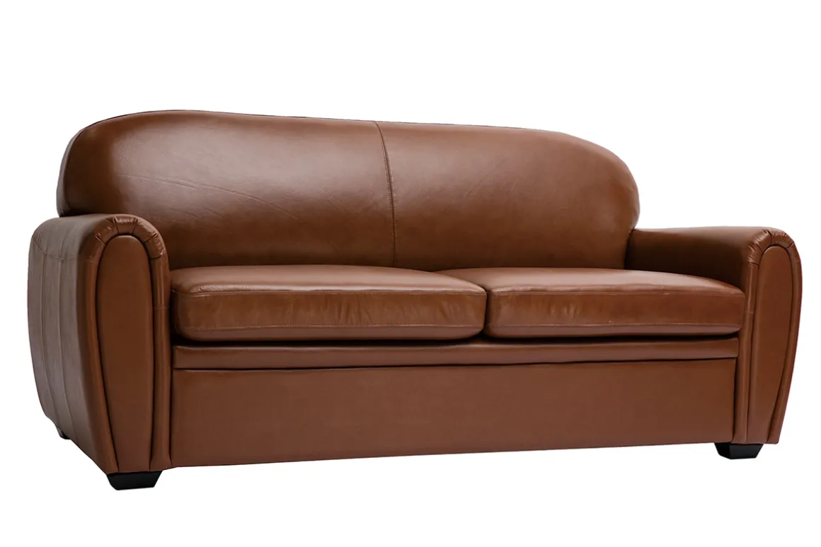 Store Miliboo Sofá cama 3 plazas de piel marrón CLUB
