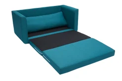 Hot Miliboo Sofá cama 2 plazas de tela azul petróleo LEON