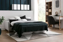 Best Sale Miliboo Sofá cama 3 plazas nórdico amarillo comino con colchón de 10 cm PAPEL