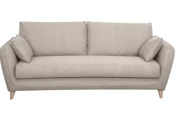 Best Sale Miliboo Sofá cama 3plazas nórdico de tela beige natural con colchón de 10 cm CREEP
