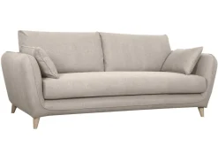 Best Sale Miliboo Sofá cama 3plazas nórdico de tela beige natural con colchón de 10 cm CREEP