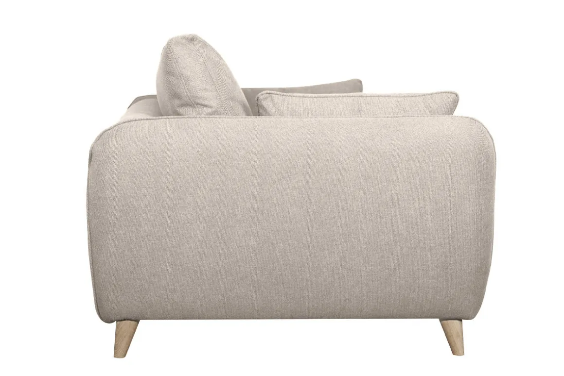 Best Sale Miliboo Sofá cama 3plazas nórdico de tela beige natural con colchón de 10 cm CREEP