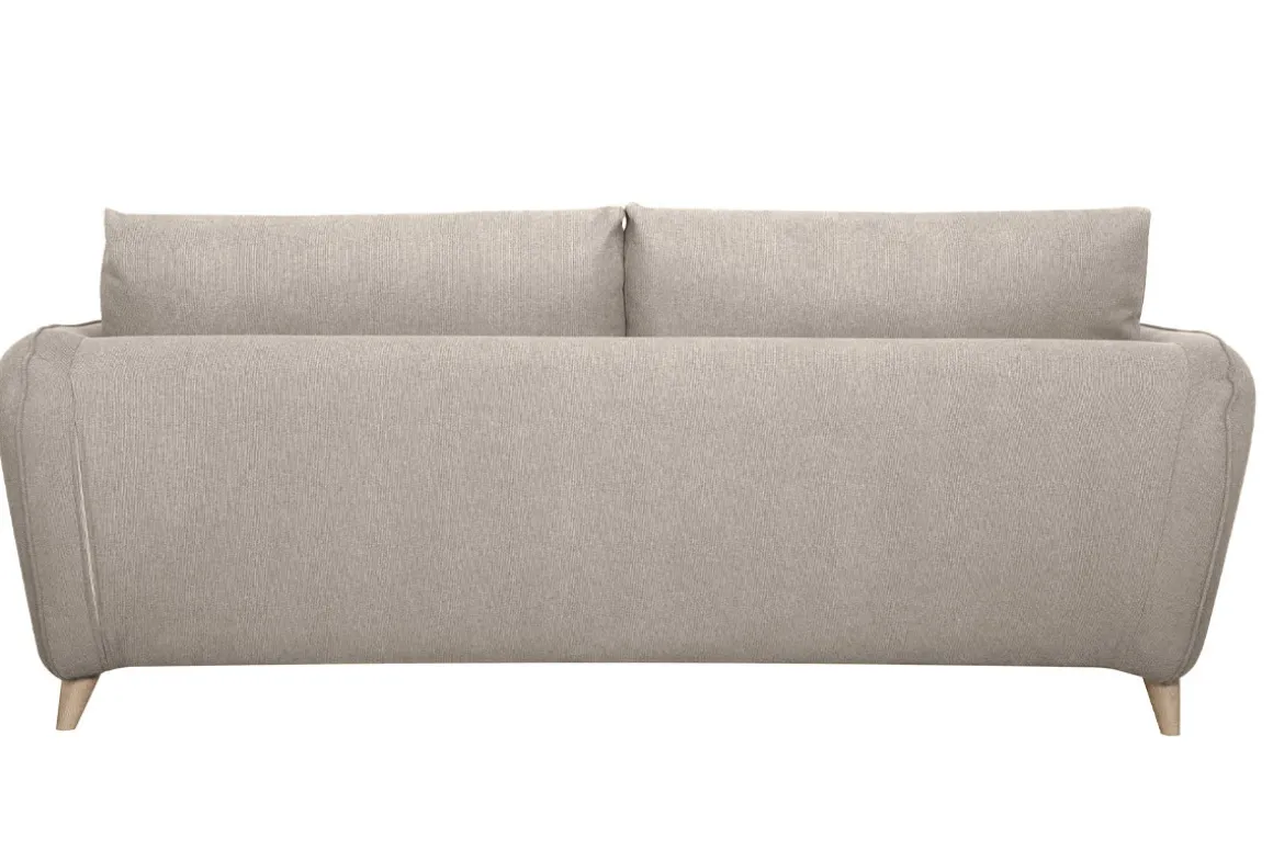Best Sale Miliboo Sofá cama 3plazas nórdico de tela beige natural con colchón de 10 cm CREEP