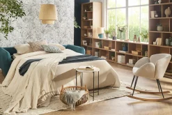Best Sale Miliboo Sofá cama 3plazas nórdico de tela beige natural con colchón de 10 cm CREEP
