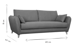 Best Sale Miliboo Sofá cama 3plazas nórdico de tela beige natural con colchón de 10 cm CREEP