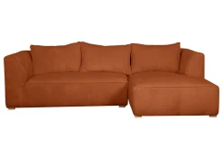 Store Miliboo Sofá chaise longue a la derecha de diseño de pana color terracota 3-4 plazas - PANAM