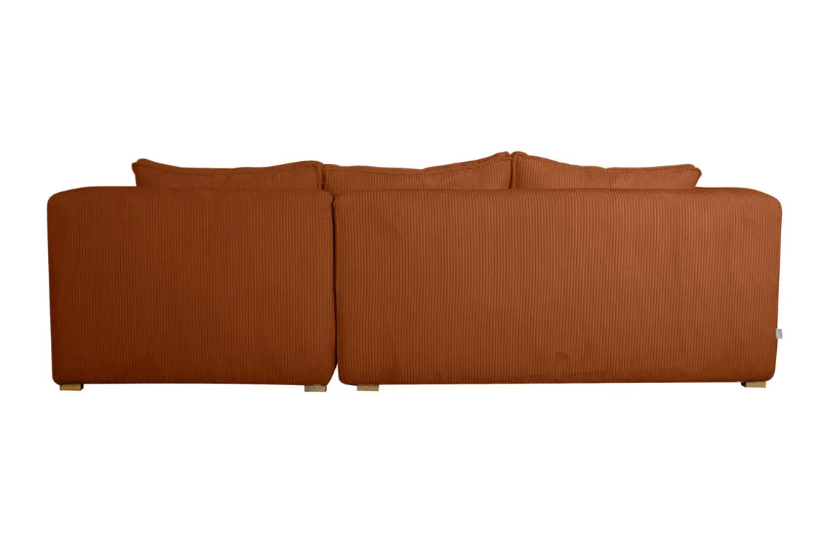 Store Miliboo Sofá chaise longue a la derecha de diseño de pana color terracota 3-4 plazas - PANAM