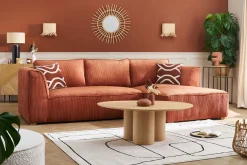 Store Miliboo Sofá chaise longue a la derecha de diseño de pana color terracota 3-4 plazas - PANAM
