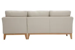 Clearance Miliboo Sofá chaise longue a la derecha beige y madera clara 4 plazas desenfundable OSLO