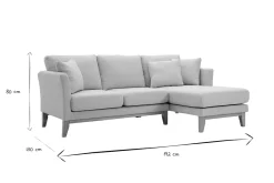 Clearance Miliboo Sofá chaise longue a la derecha beige y madera clara 4 plazas desenfundable OSLO