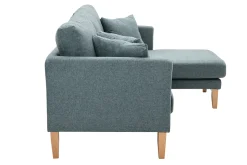 Best Sale Miliboo Sofá chaise longue a la derecha nórdico 4 plazas verde grisáceo y madera clara OSLO