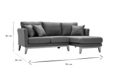 Best Sale Miliboo Sofá chaise longue a la derecha nórdico 4 plazas verde grisáceo y madera clara OSLO