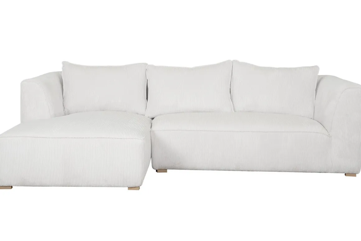 Hot Miliboo Sofá chaise longue a la izquierda de diseño de pana color crudo 3-4 plazas - PANAM