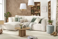 Hot Miliboo Sofá chaise longue a la izquierda de diseño de pana color crudo 3-4 plazas - PANAM