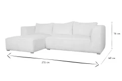 Hot Miliboo Sofá chaise longue a la izquierda de diseño de pana color crudo 3-4 plazas - PANAM