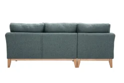New Miliboo Sofá chaise longue a la izquierda nórdico desenfundable verde grisáceo y madera clara 3-4 plazas OSLO