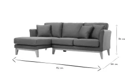 New Miliboo Sofá chaise longue a la izquierda nórdico desenfundable verde grisáceo y madera clara 3-4 plazas OSLO