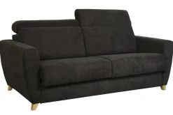 Cheap Miliboo Sofá convertible 3 plazas con reposacabezas ajustables efecto terciopelo gris oscuro GOYA