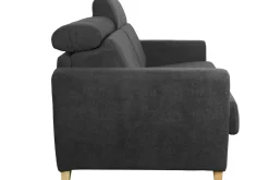 Cheap Miliboo Sofá convertible 3 plazas con reposacabezas ajustables efecto terciopelo gris oscuro GOYA
