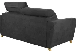Cheap Miliboo Sofá convertible 3 plazas con reposacabezas ajustables efecto terciopelo gris oscuro GOYA