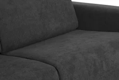 Cheap Miliboo Sofá convertible 3 plazas con reposacabezas ajustables efecto terciopelo gris oscuro GOYA