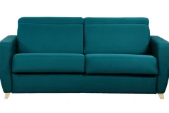 Outlet Miliboo Sofá convertible 3 plazas 140 × 190 cm azul pavo real GOYA