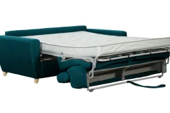 Outlet Miliboo Sofá convertible 3 plazas 140 × 190 cm azul pavo real GOYA